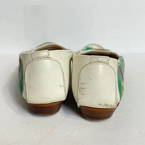 Parrot Loafers 5 Vintage Rainbow Leather Patchwork Green Hokus Pokus Bird - Picture 7 of 13